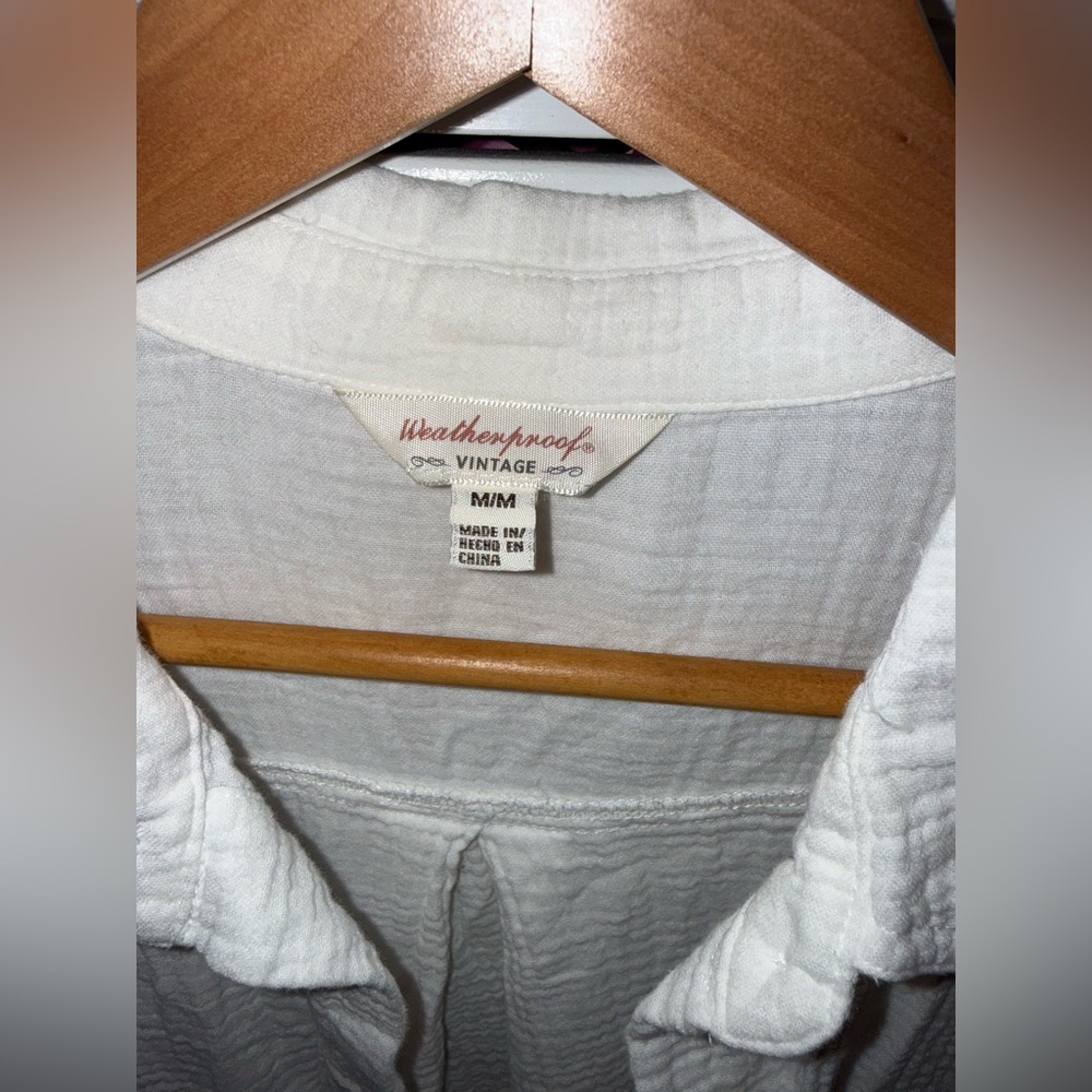 100% Cotton Casual White Button-Up Shirt Dress/Beach Cover Up, Size Medium - Picture 4 of 16